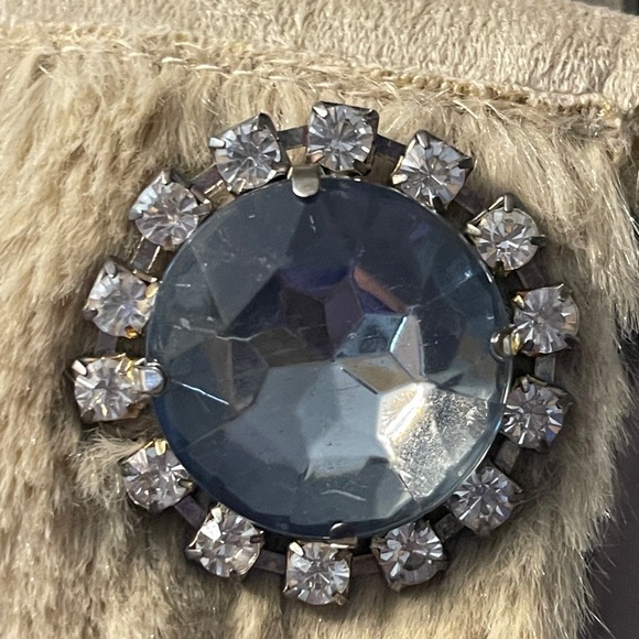 CHIT CHAT Faux Suede Fur Jeweled Jacket Coat Medium - Picture 10 of 13